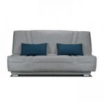 MARKET24 COMFORT BULTEX Banquette clic-clac - 3 places - Tissu gris + Coussins déco bleu - L193 x