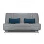 Voir la diapositive 1 : MARKET24 COMFORT BULTEX Banquette clic-clac - 3 places - Tissu gris + Coussins déco bleu - L193 x