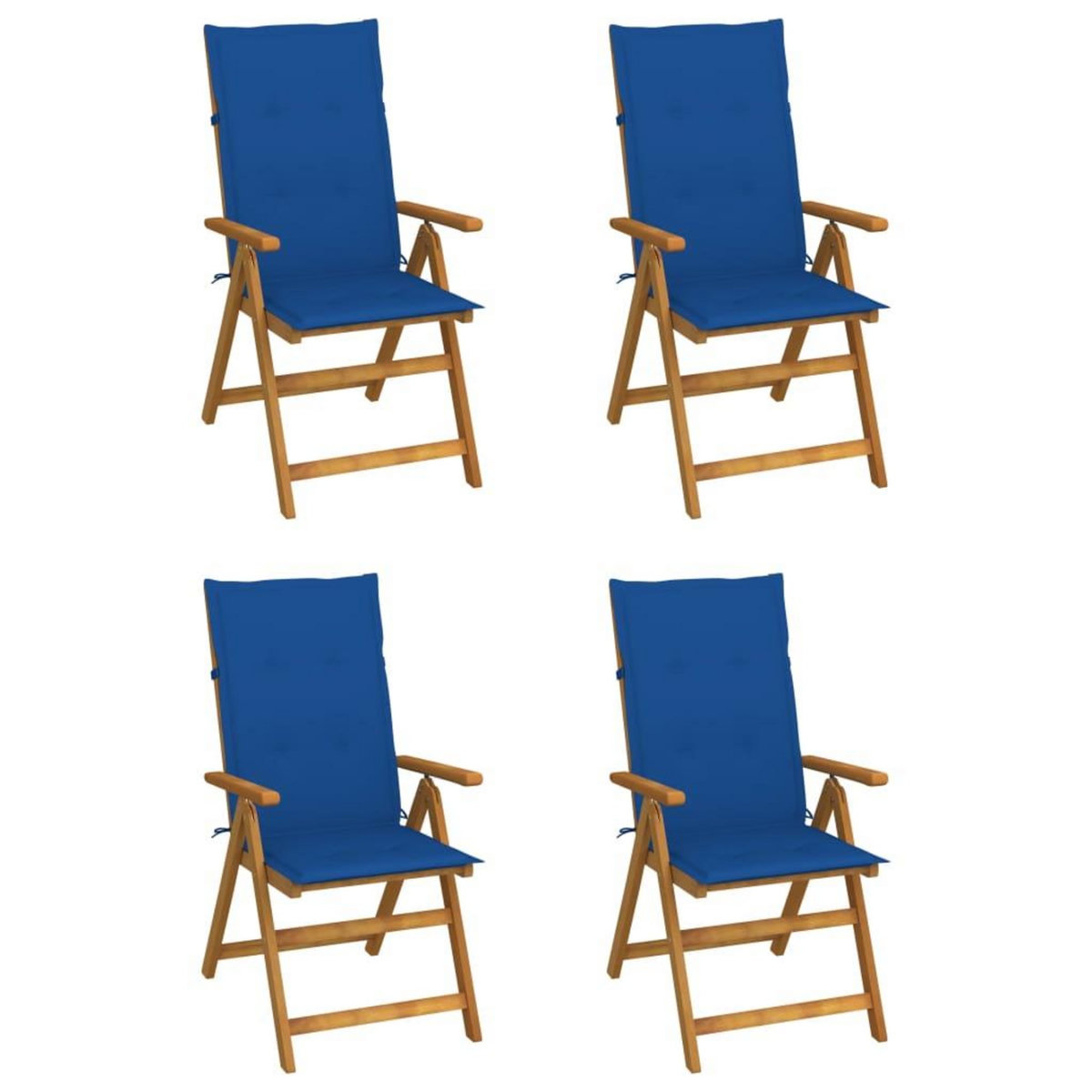 VIDAXL Chaises inclinables de jardin lot de 4 et coussins Bois acacia