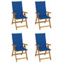 Voir la diapositive 1 : VIDAXL Chaises inclinables de jardin lot de 4 et coussins Bois acacia