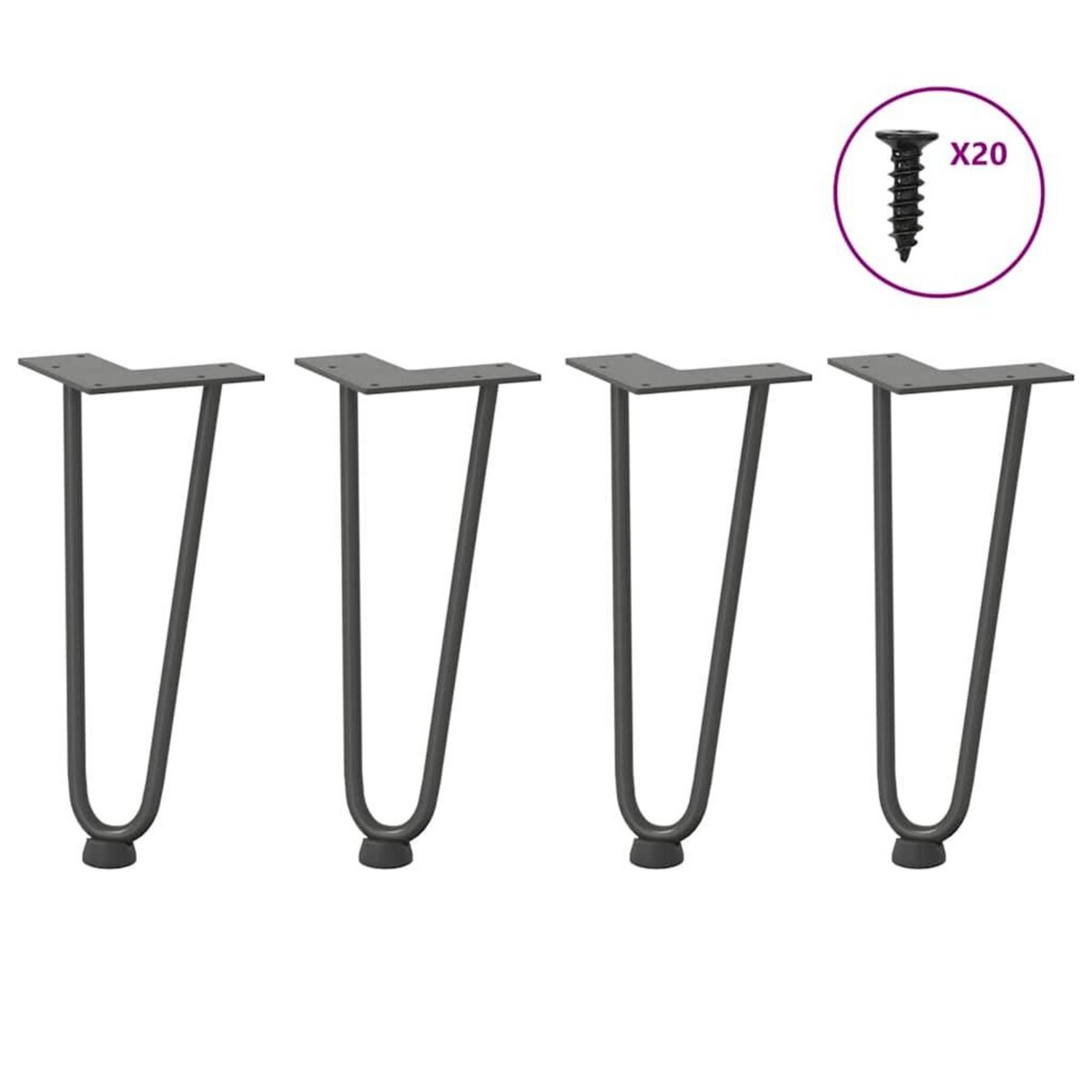VIDAXL Pieds de table en forme d'epingle a cheveux 4 pcs anthracite