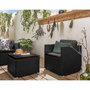 Voir la diapositive 4 : BEST MOBILIER Wanaka - salon de jardin en résine tressée - 5 places - coussins noir