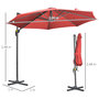 Voir la diapositive 3 : OUTSUNNY Parasol déporté octogonal inclinable manivelle avec pied en acier Ø 2,94 x 2,48H m rouge