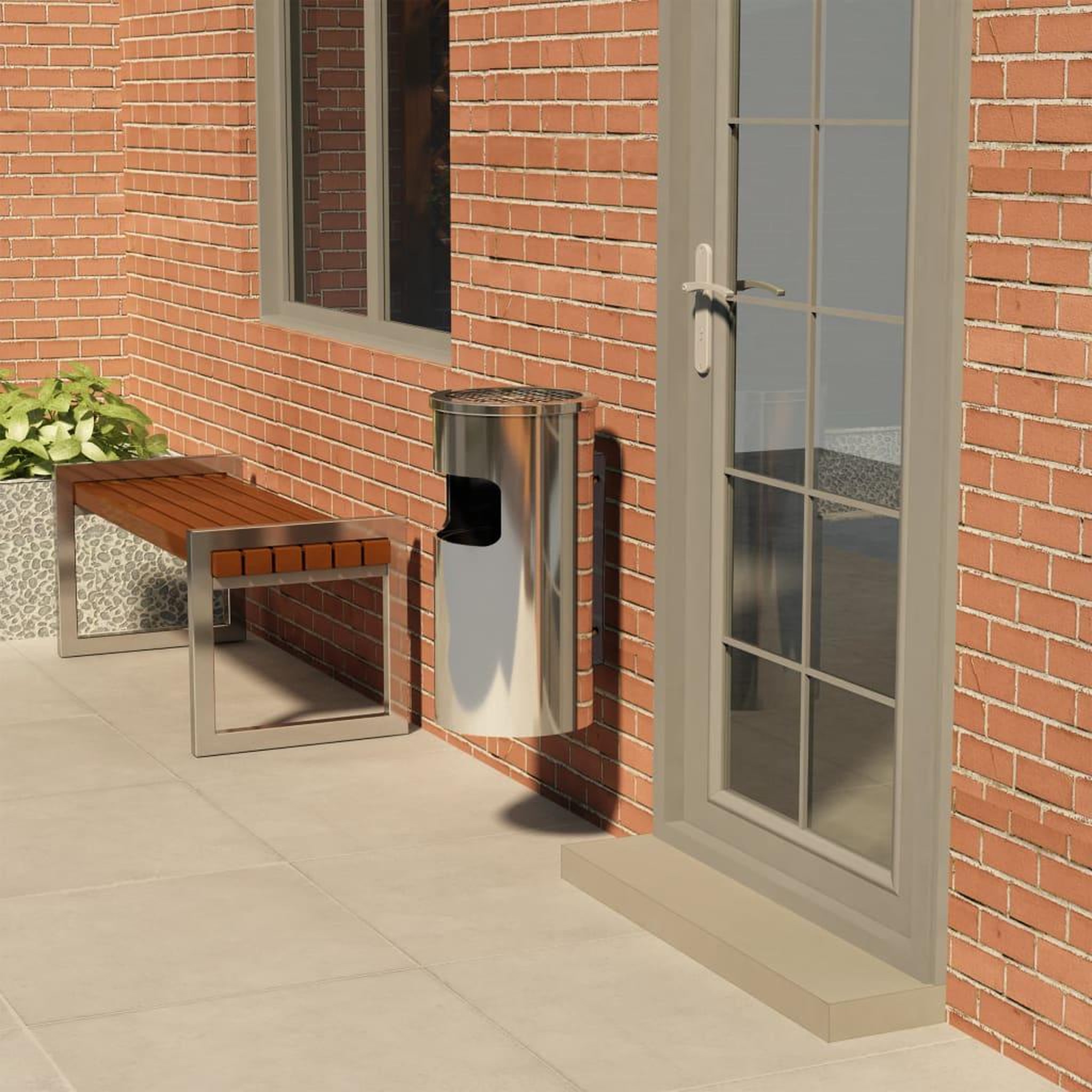 Voir la diapositive 1 : VIDAXL Poubelle a cendrier murale Acier inoxydable 26 L