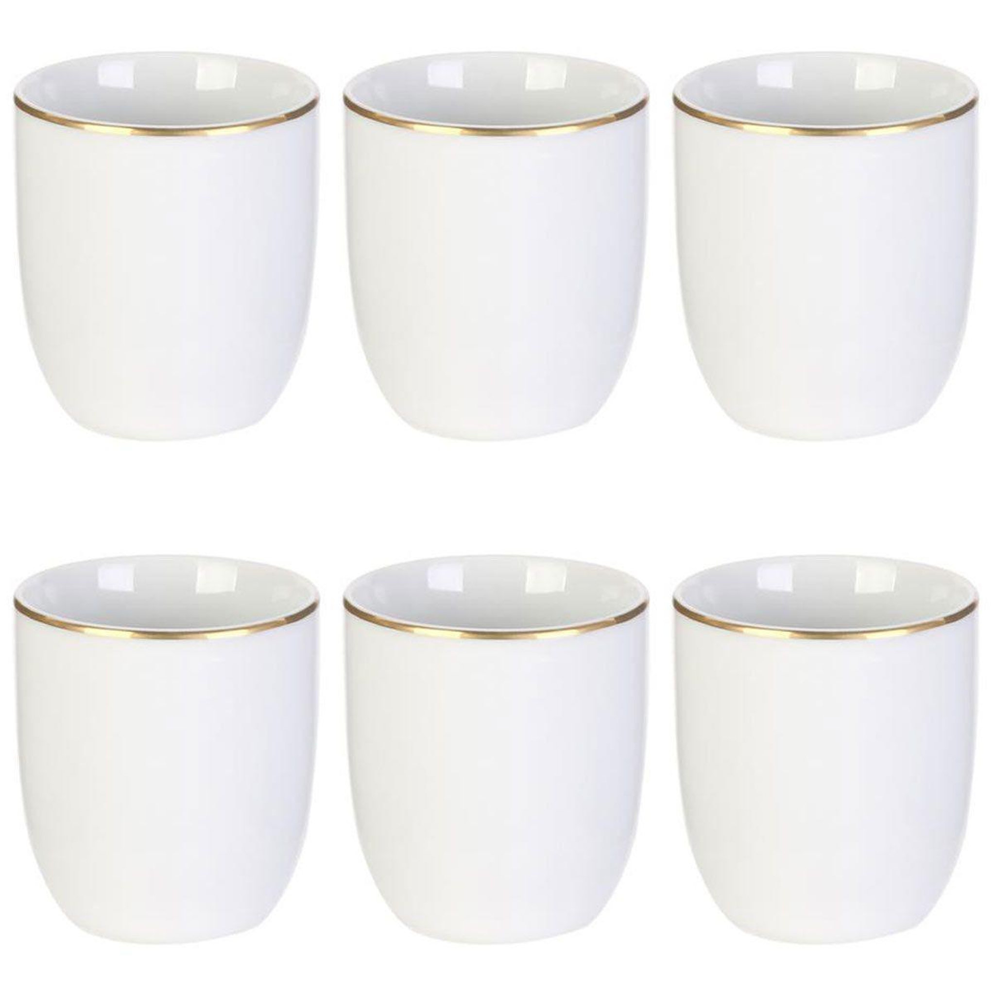 Voir la diapositive 1 : The Home Deco Factory Lot de 6 Tasses Déco  Liseré Doré  8cm Blanc
