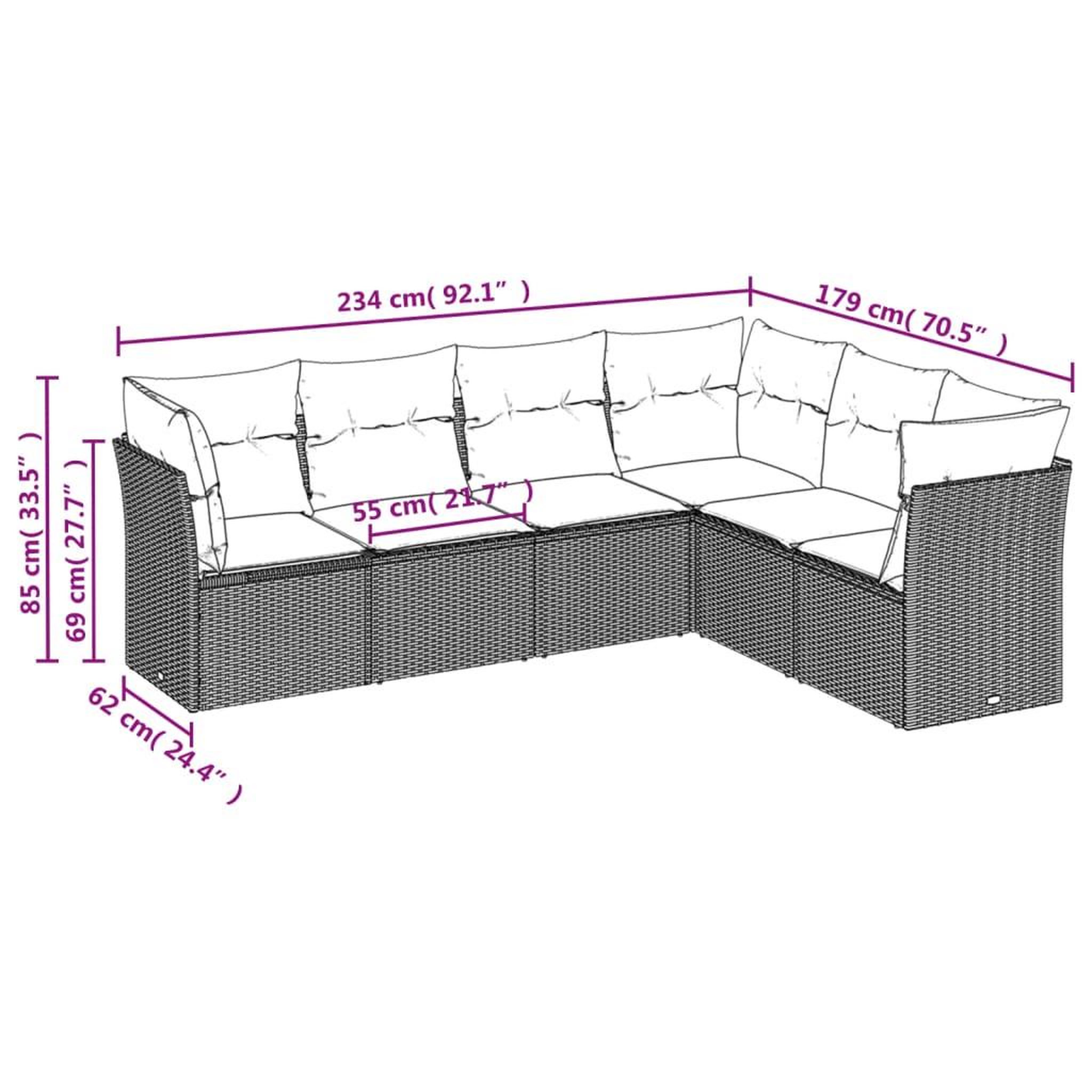 Voir la diapositive 3 : VIDAXL Salon de jardin 6 pcs avec coussins gris resine tressee