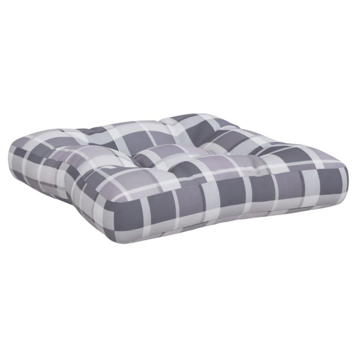 VIDAXL Coussins de palette lot de 3 motif a carreaux gris tissu
