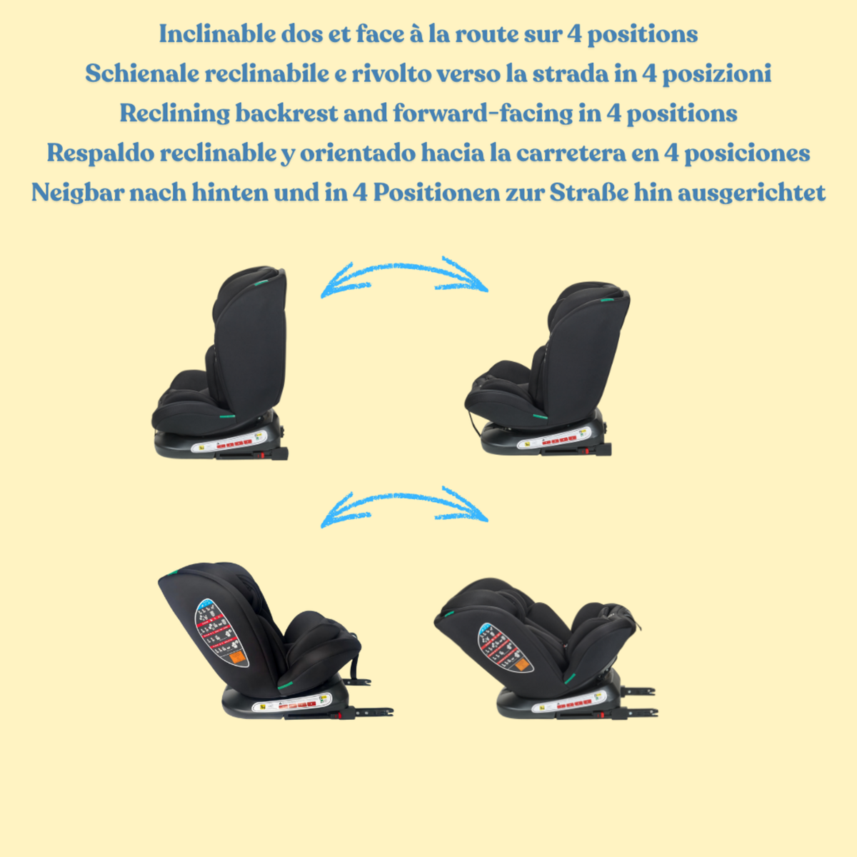 NANIA Safety baby - Siège auto Xenon Pivotant 360° I-Size 40-150 cm - Evolutif dès la naissance jusqu'à 12 ans environ - Groupe 0+/1/2/3 - Fixations isofix - Protections latérales
