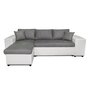 Voir la diapositive 6 : Canapé d'angle convertible avec coffre 3 places + 2 poufs à droite et étagère à gauche MACHA