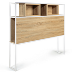 ID MARKET Tête de lit sur pied DETROIT 145 cm bois et métal blanc design industriel