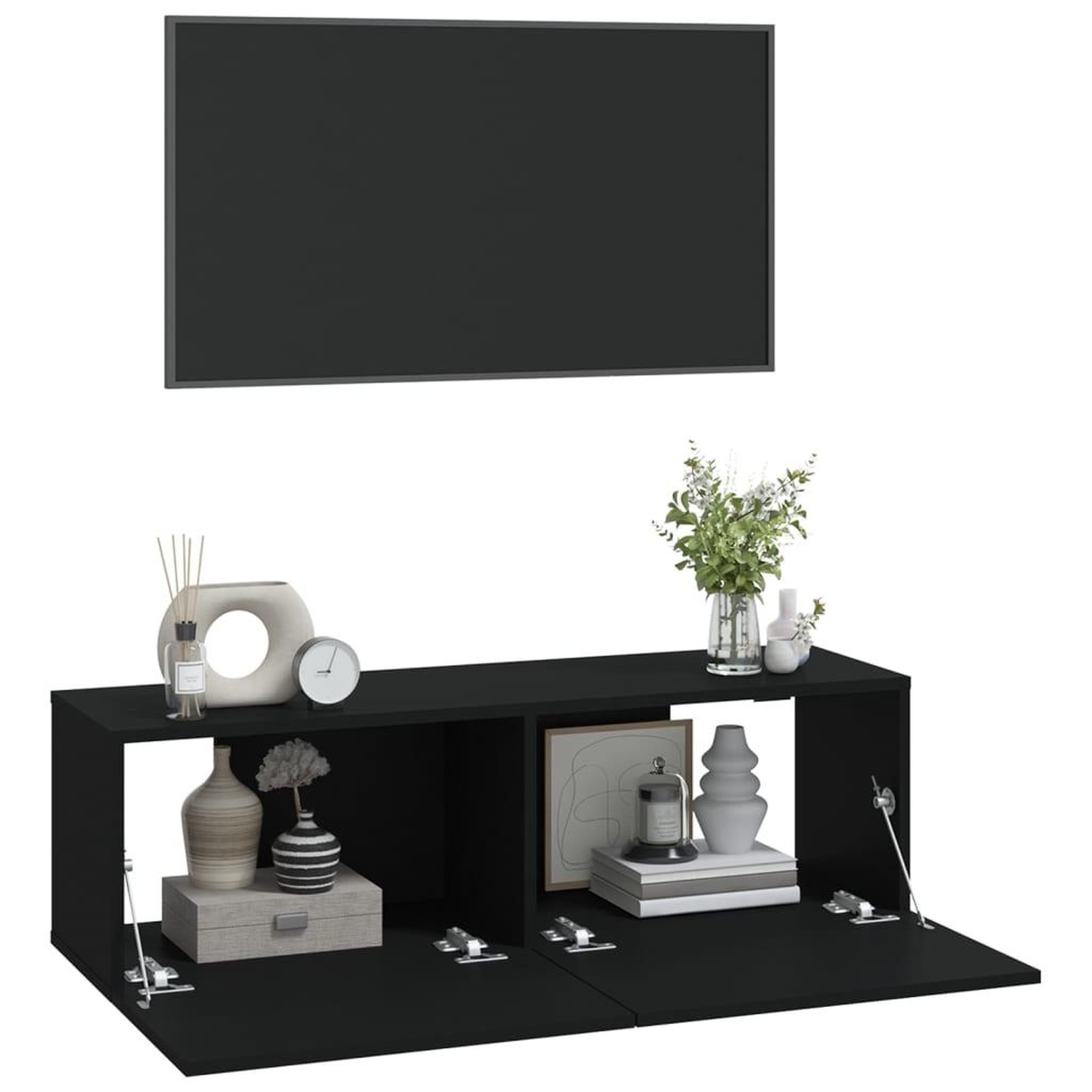Voir la diapositive 4 : VIDAXL Meubles TV muraux 2 pcs noir 100x30x30 cm bois d'ingenierie