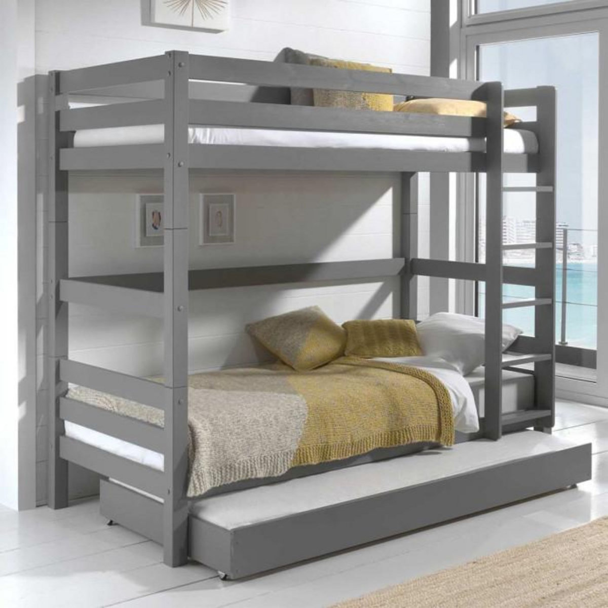 Paris Prix Pack - Lit Superposé Enfant & Tiroir  Pino III  Gris