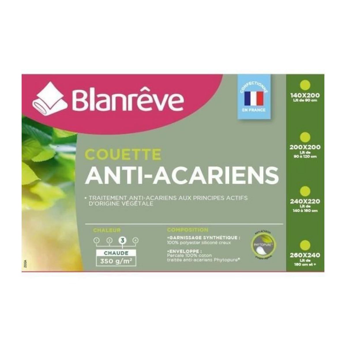 BLANREVE BLANREVE Couette chaude Percale - Anti-acariens - 350g/m2 - 220x240cm