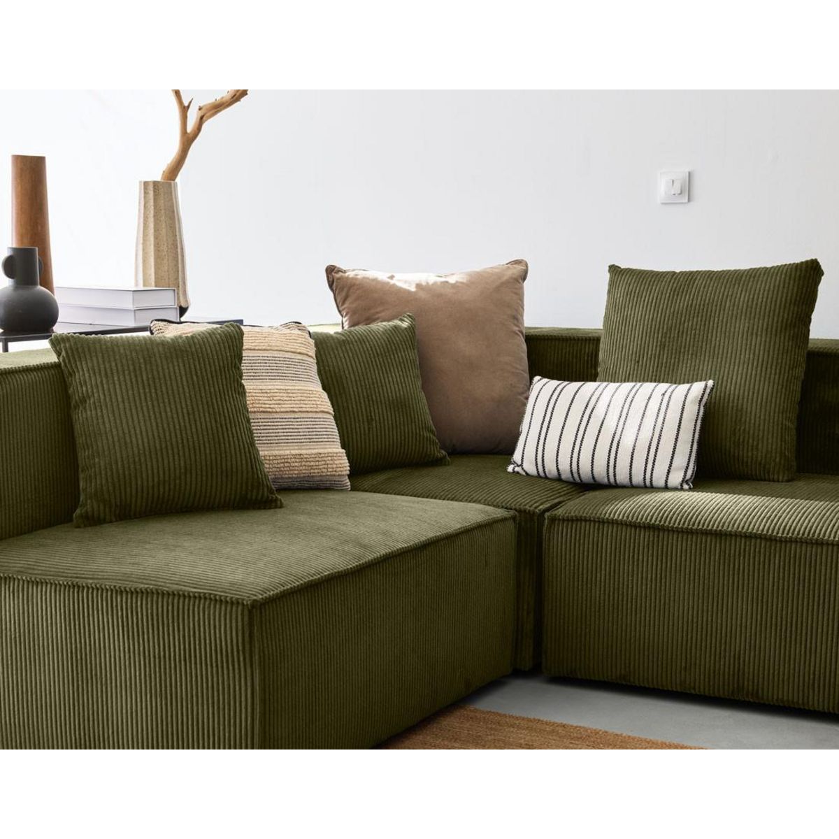LISA DESIGN Colombine - canapé modulable panoramique - 7 places - en velours côtelé