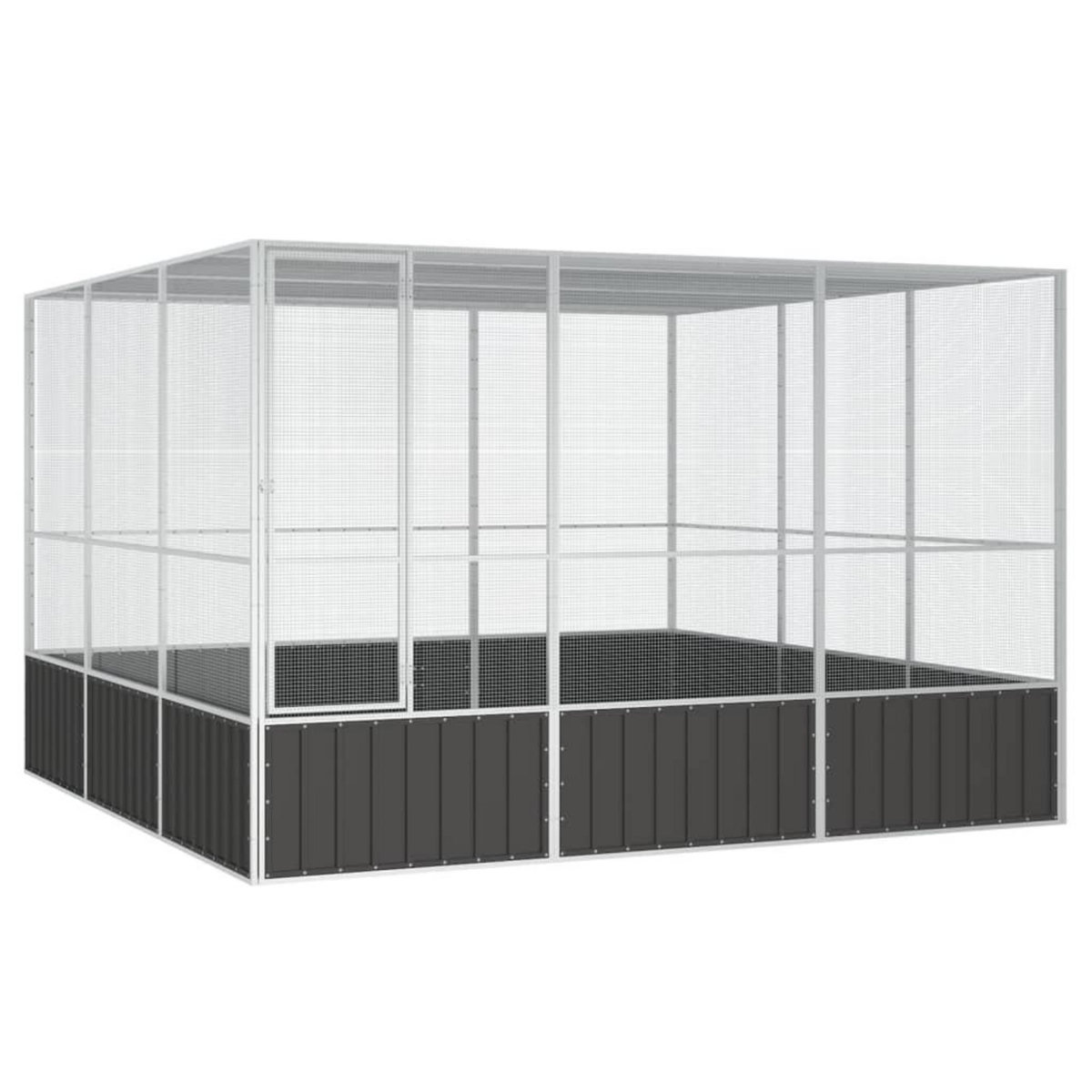 VIDAXL Cage a oiseaux Anthracite 302,5x324,5x211,5 cm Acier galvanise