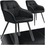 Voir la diapositive 1 : tectake Chaise de salle à manger rembourrée et en velours matelassé noir/noir Lot de 2