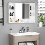 Voir la diapositive 2 : KLEANKIN Armoire murale salle de bain avec miroir - 7 niches, étagère - 100 x 15 x 70 cm - MDF blanc