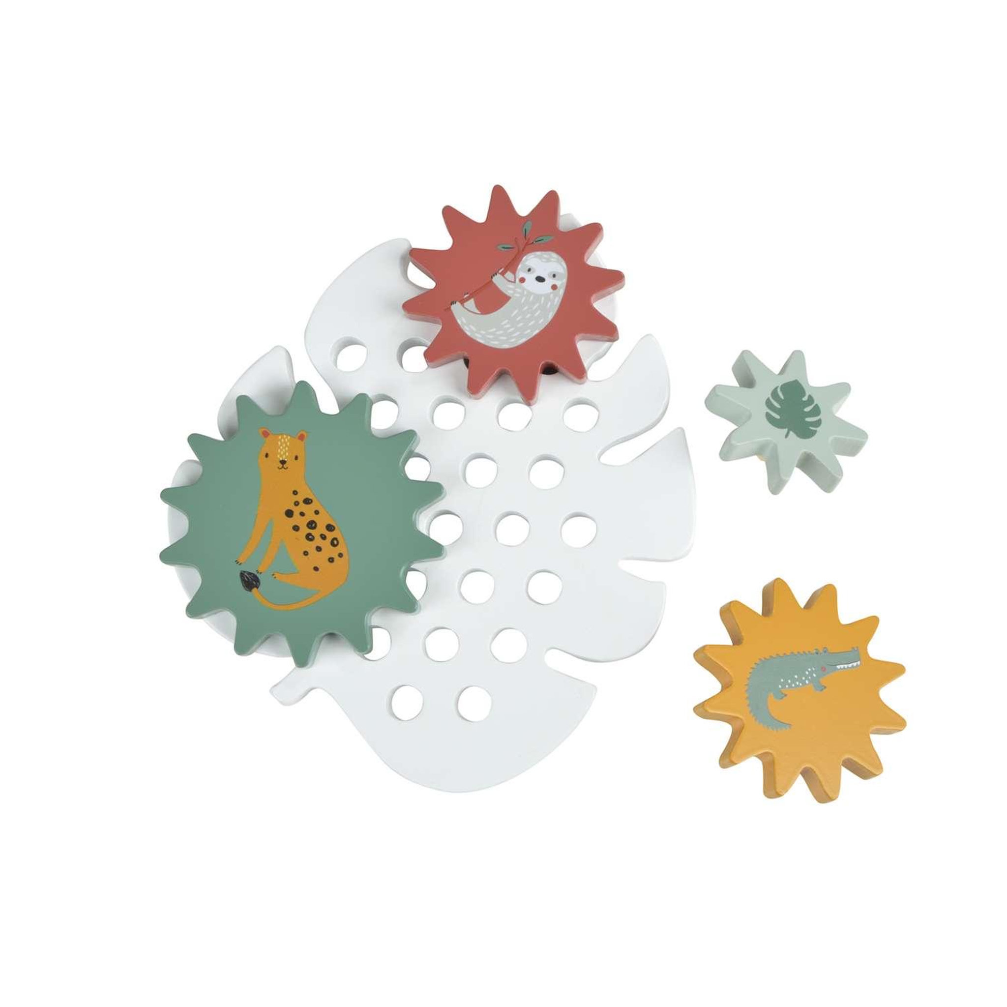 BEBE DOUCEUR Puzzle engrenage en bois. Coloris disponibles : Rose, Jaune