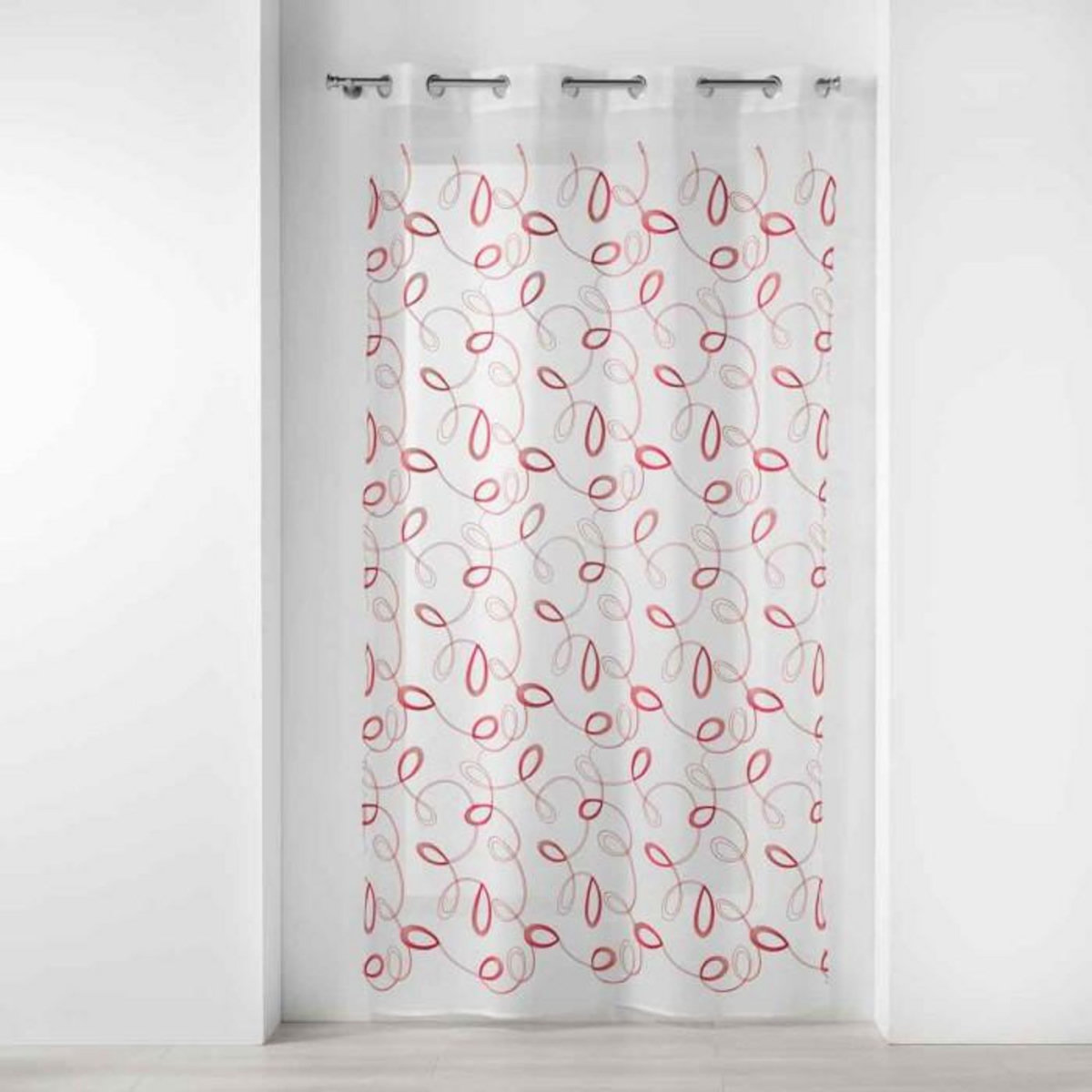 Paris Prix Rideau Voilage à Œillets  Hoops  140x240cm Rouge