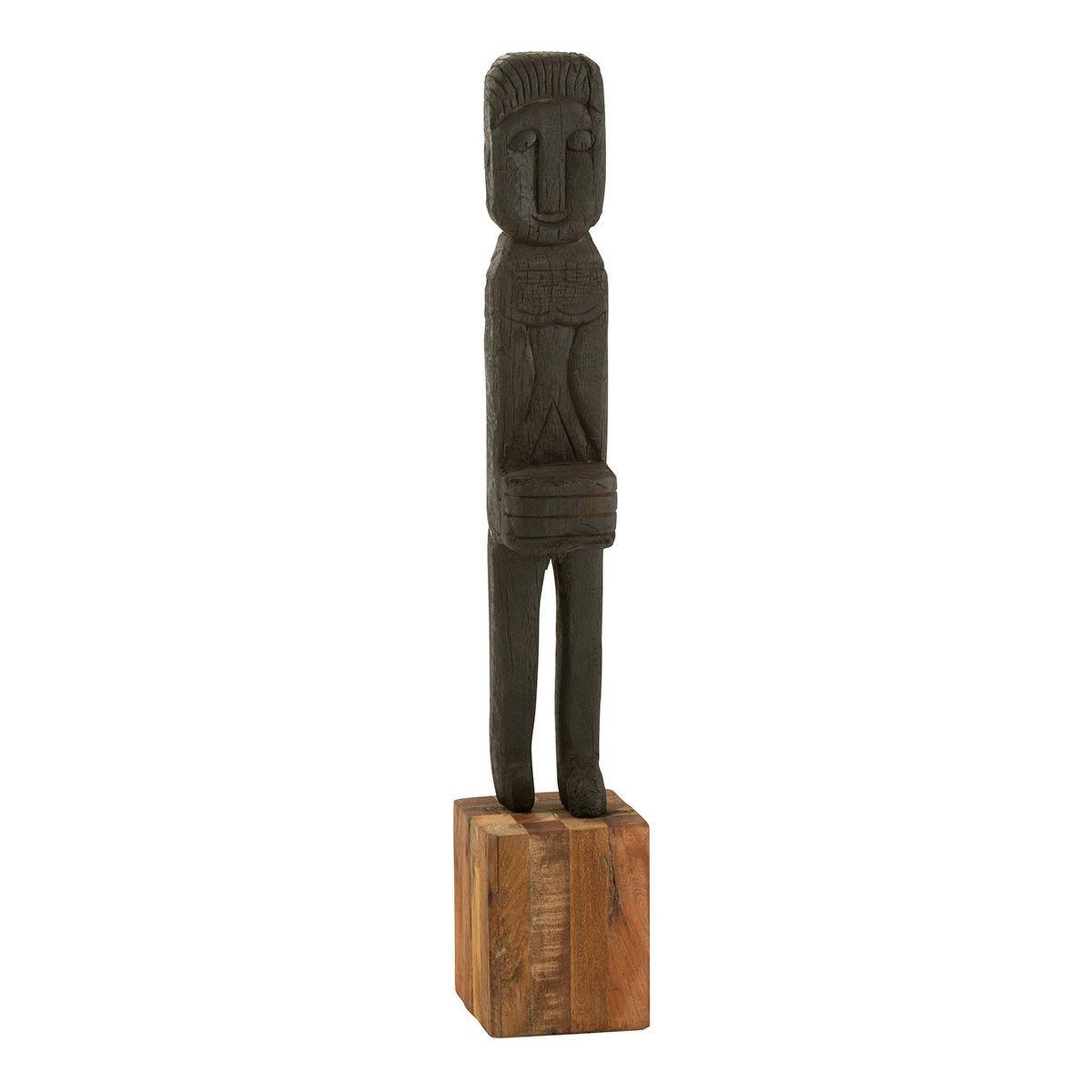 J-LINE Statue déco en bois  boro  115cm noir