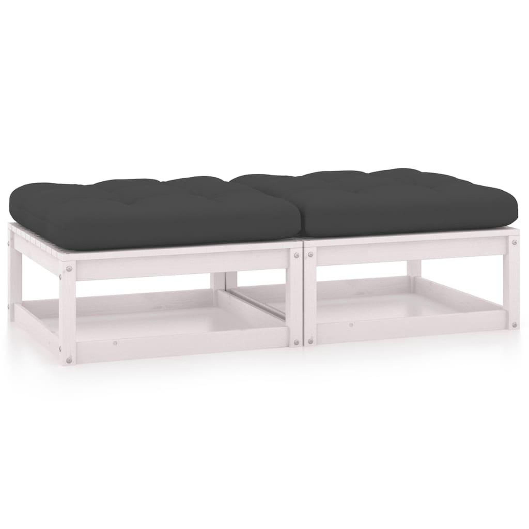 Voir la diapositive 1 : VIDAXL Repose-pieds de jardin avec coussins lot de 2 Bois pin solide
