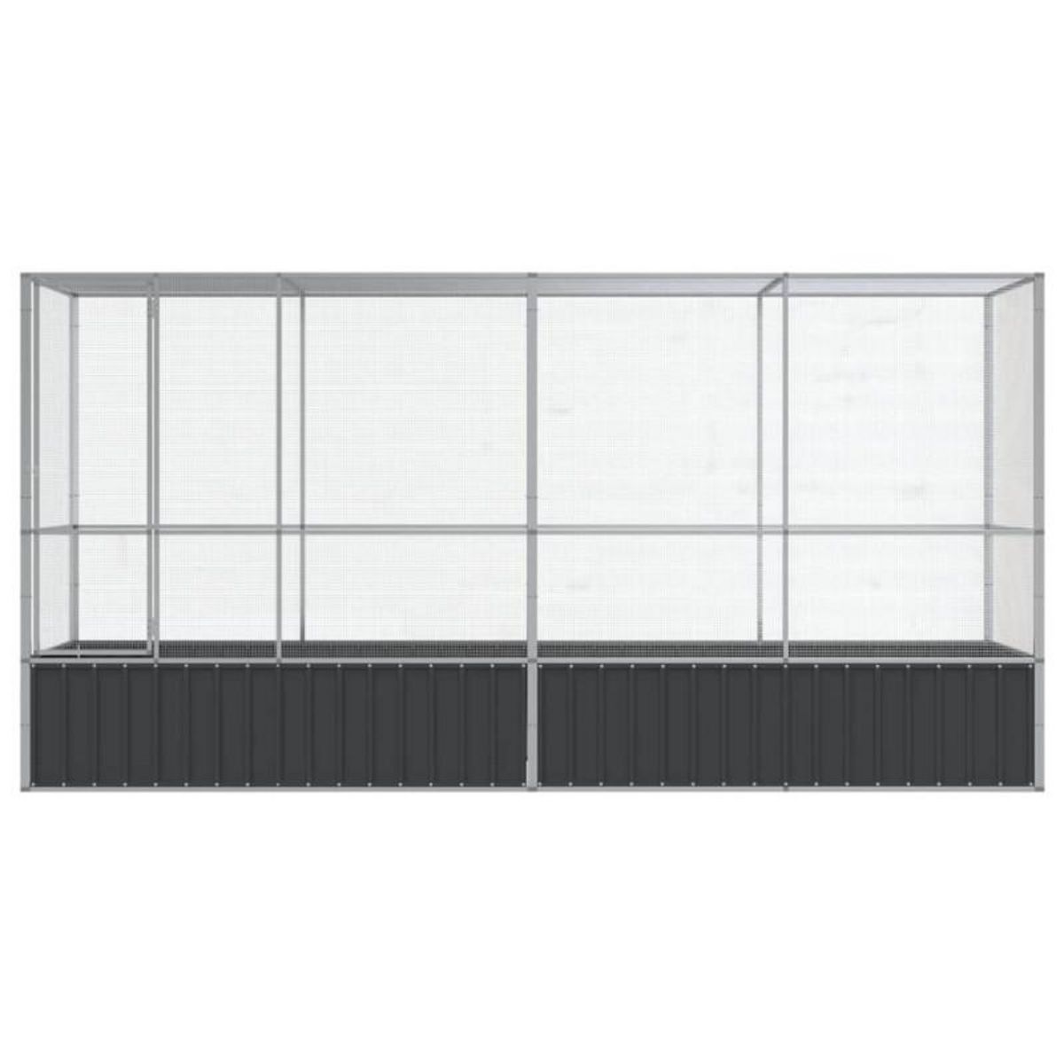 VIDAXL Volière avec extension argenté 418,5x107x212 cm acier