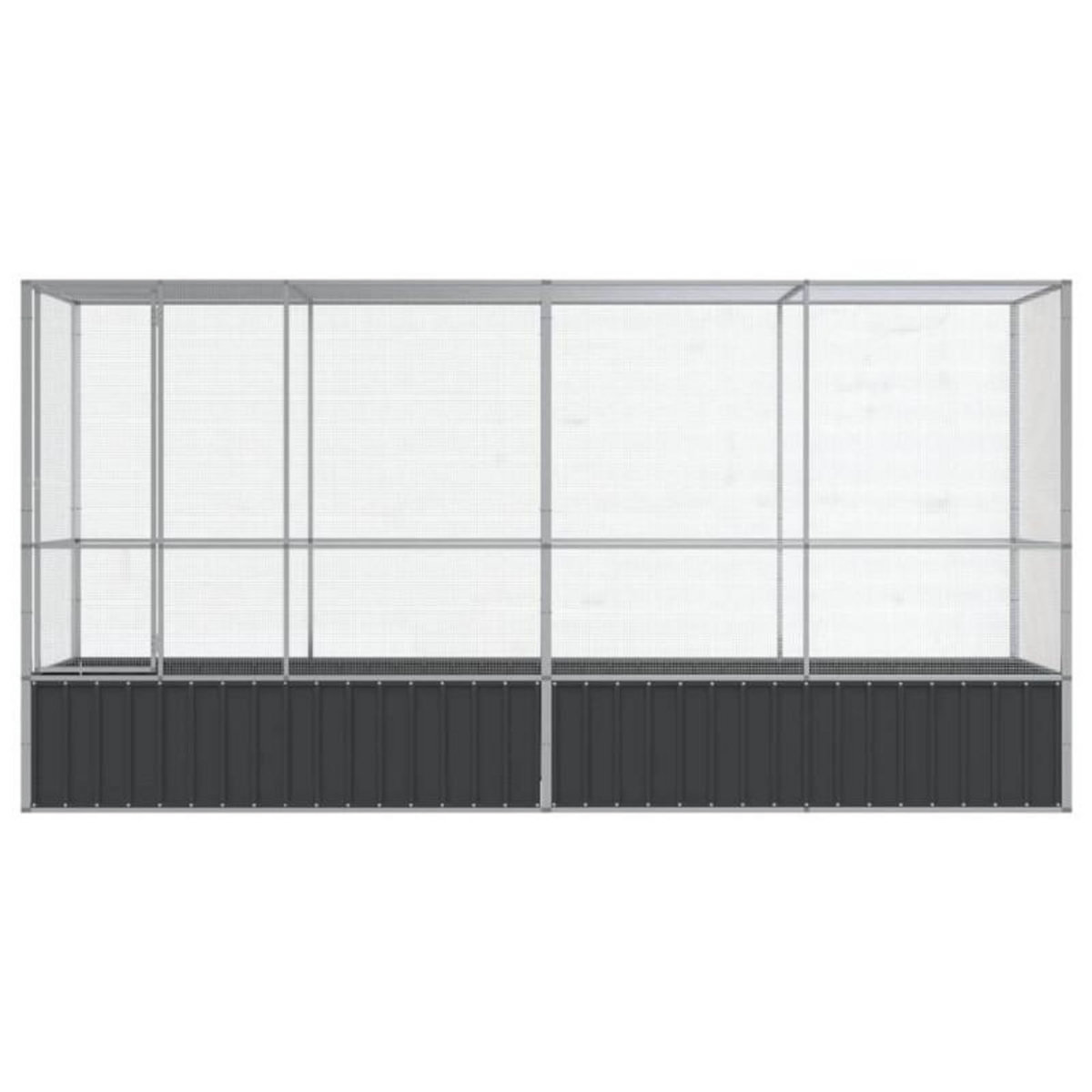 VIDAXL Volière avec extension argenté 418,5x107x212 cm acier