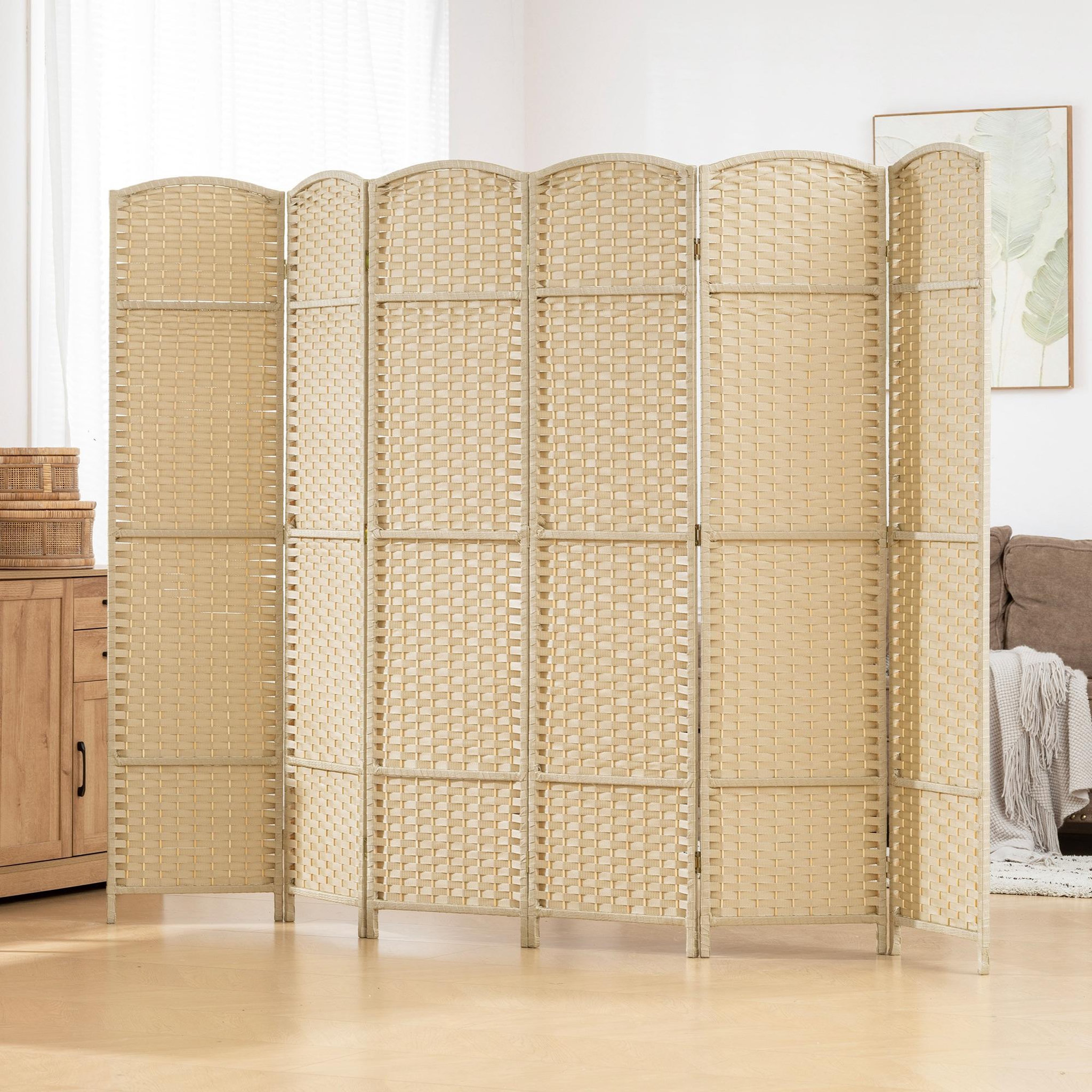 Voir la diapositive 2 : HOMCOM Paravent intérieur pliable 6 panneaux 240 x 170 cm finition tressée