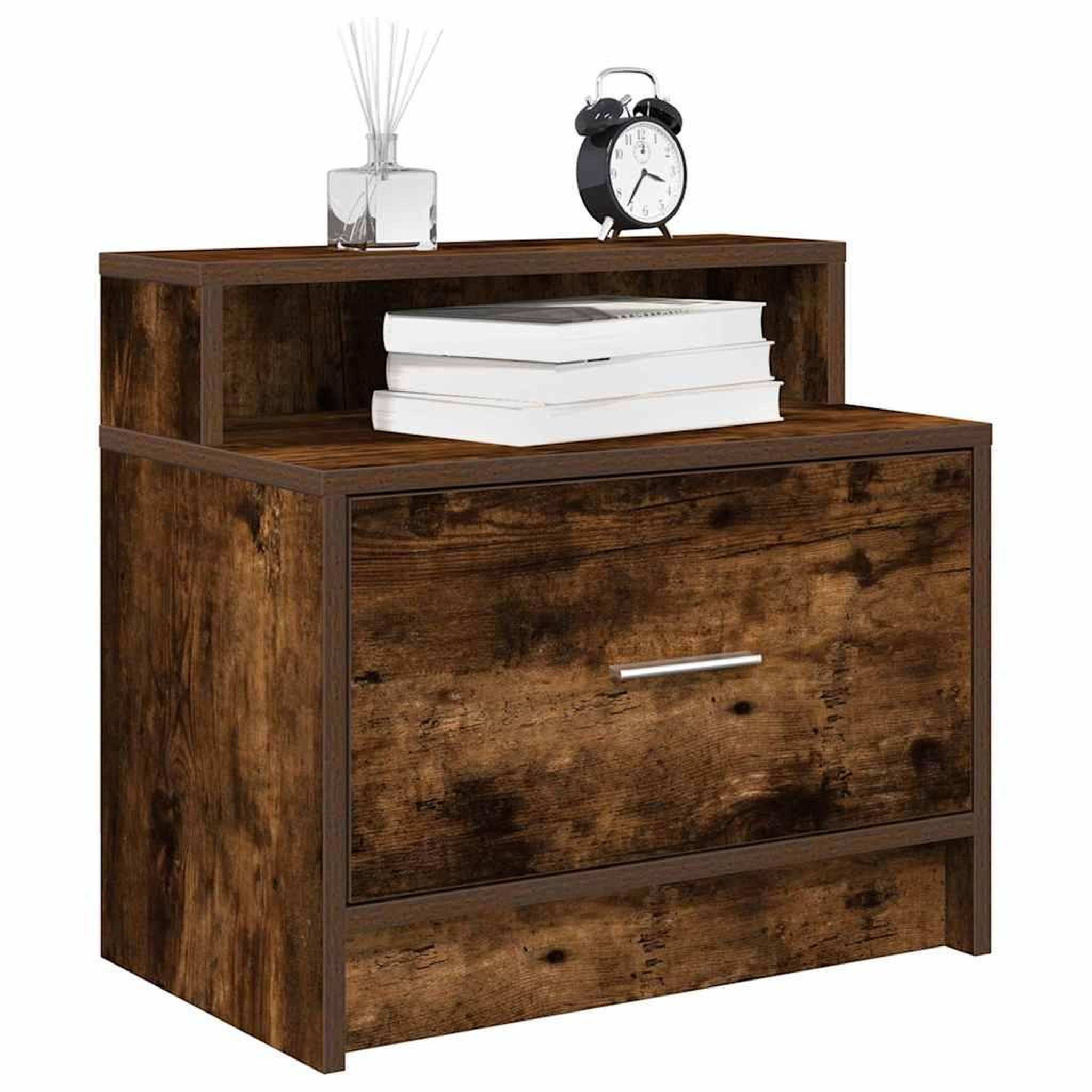 VIDAXL Tables de chevet avec tiroir 2 pcs chene fume 51x31x47 cm
