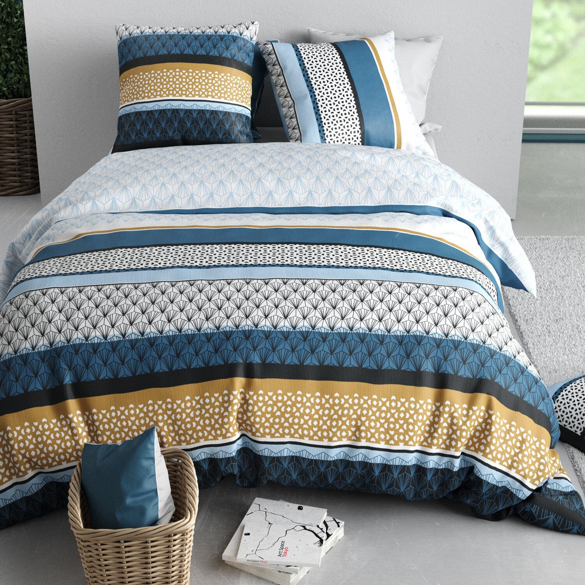 Voir la diapositive 3 : ATELIER DU COTON Parure housse de couette 100% coton 57fils osis