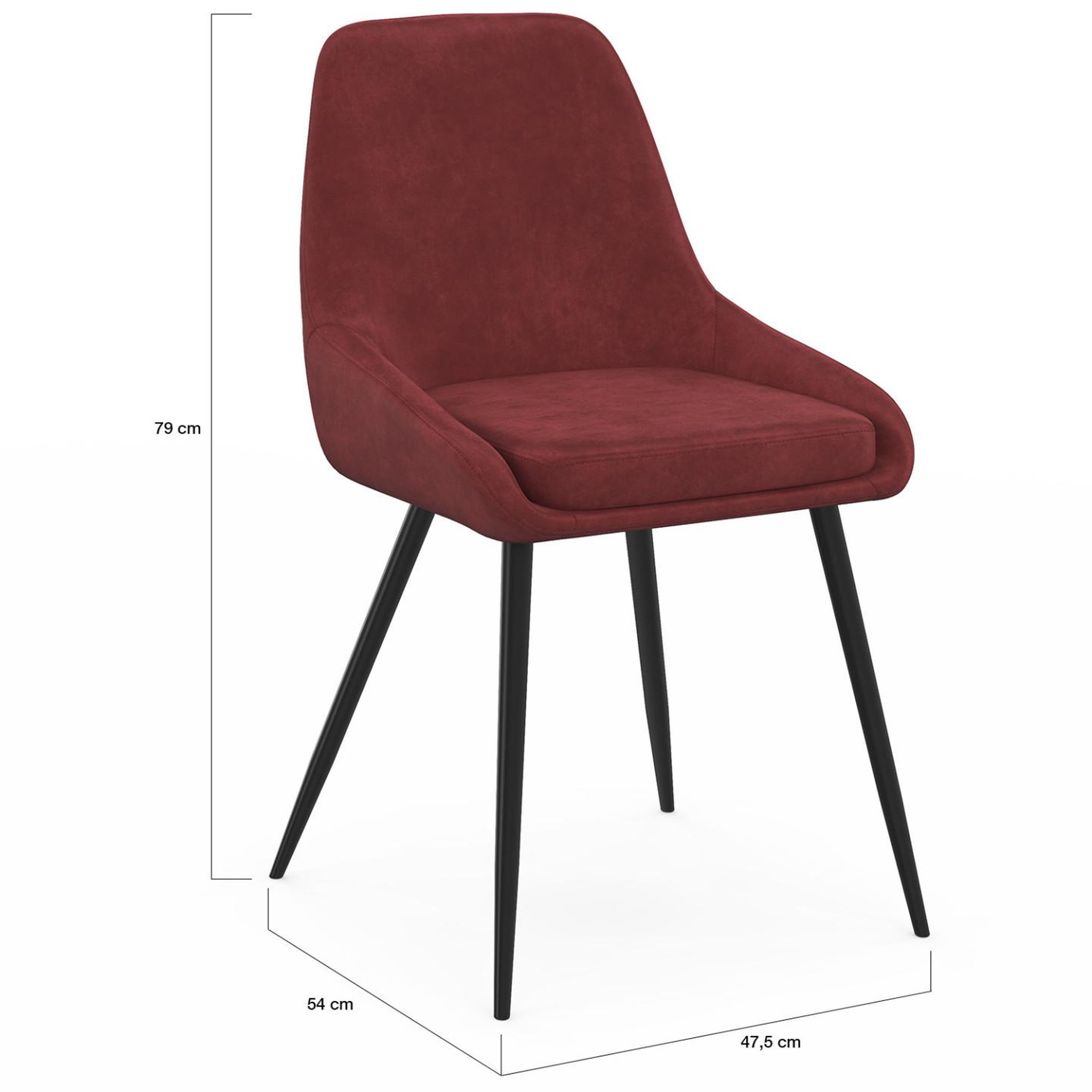 Voir la diapositive 5 : ID MARKET Lot de 6 chaises THALYA en velours bordeaux avec accoudoirs