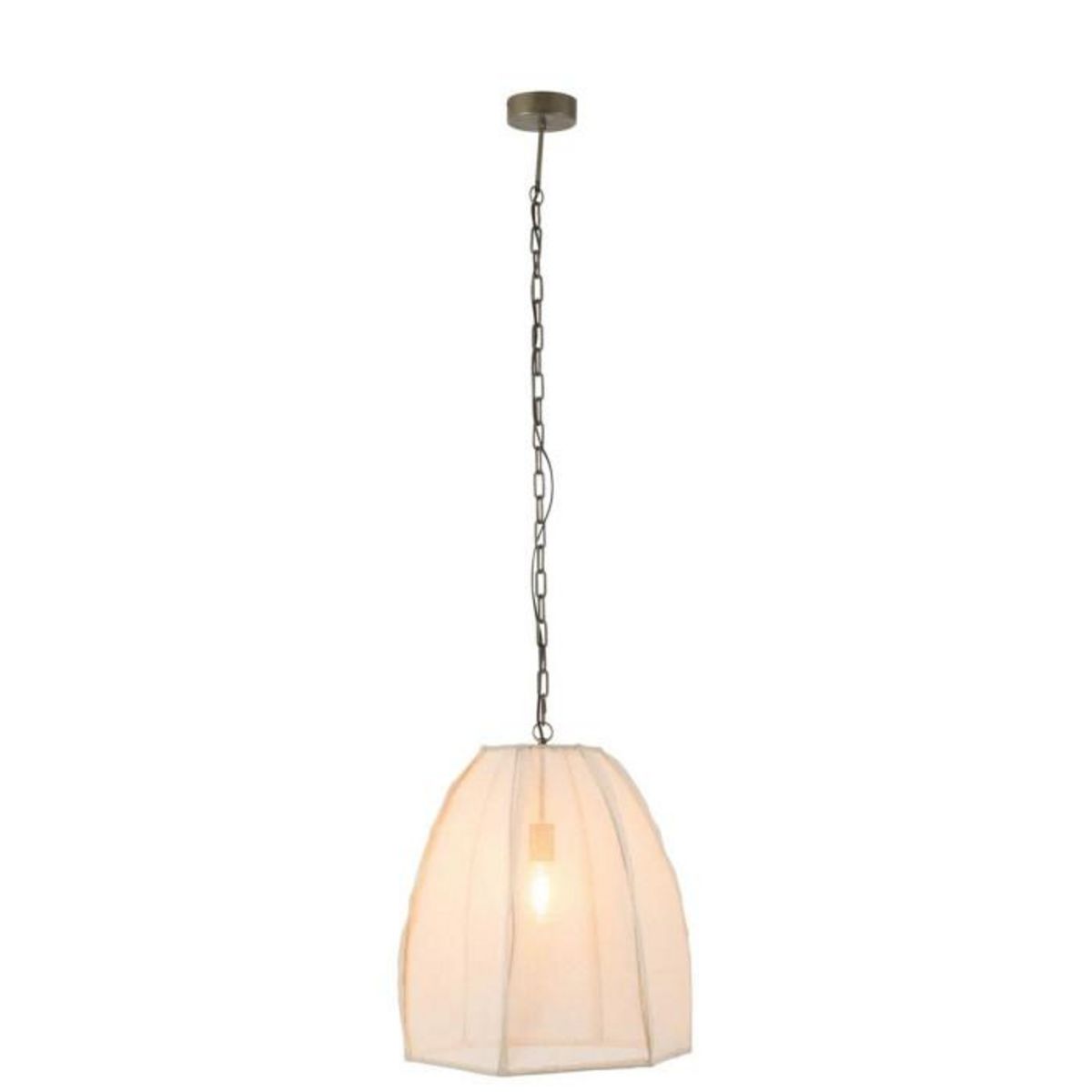 Paris Prix Lampe Suspension en Lin  Poire  161cm Blanc