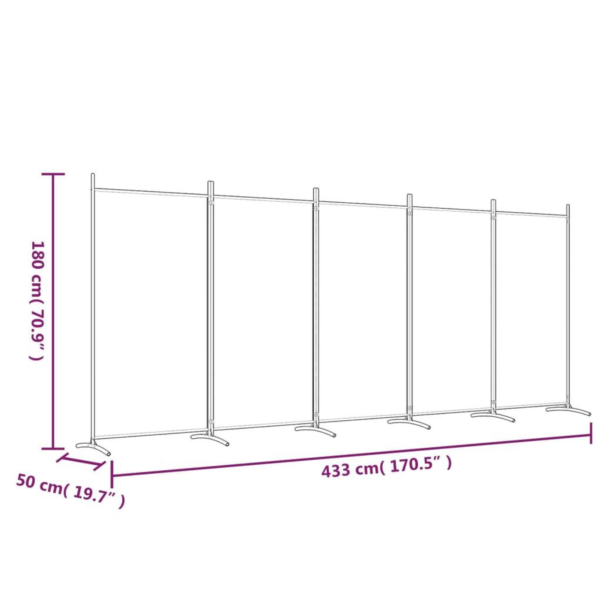 Voir la diapositive 6 : VIDAXL Cloison de separation 5 panneaux Noir 433x180 cm Tissu