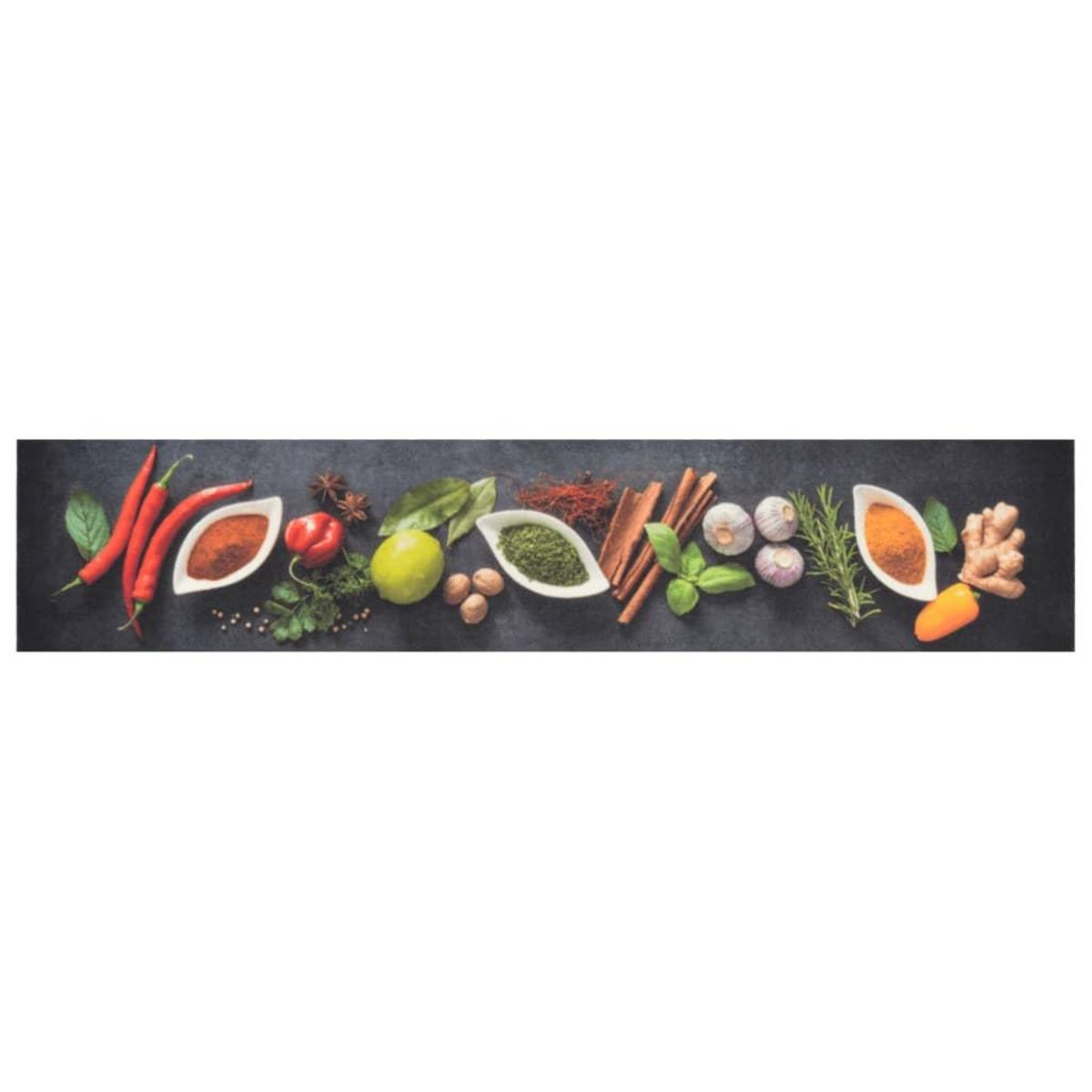 VIDAXL Tapis de cuisine lavable impression d'epices 60x300 cm velours