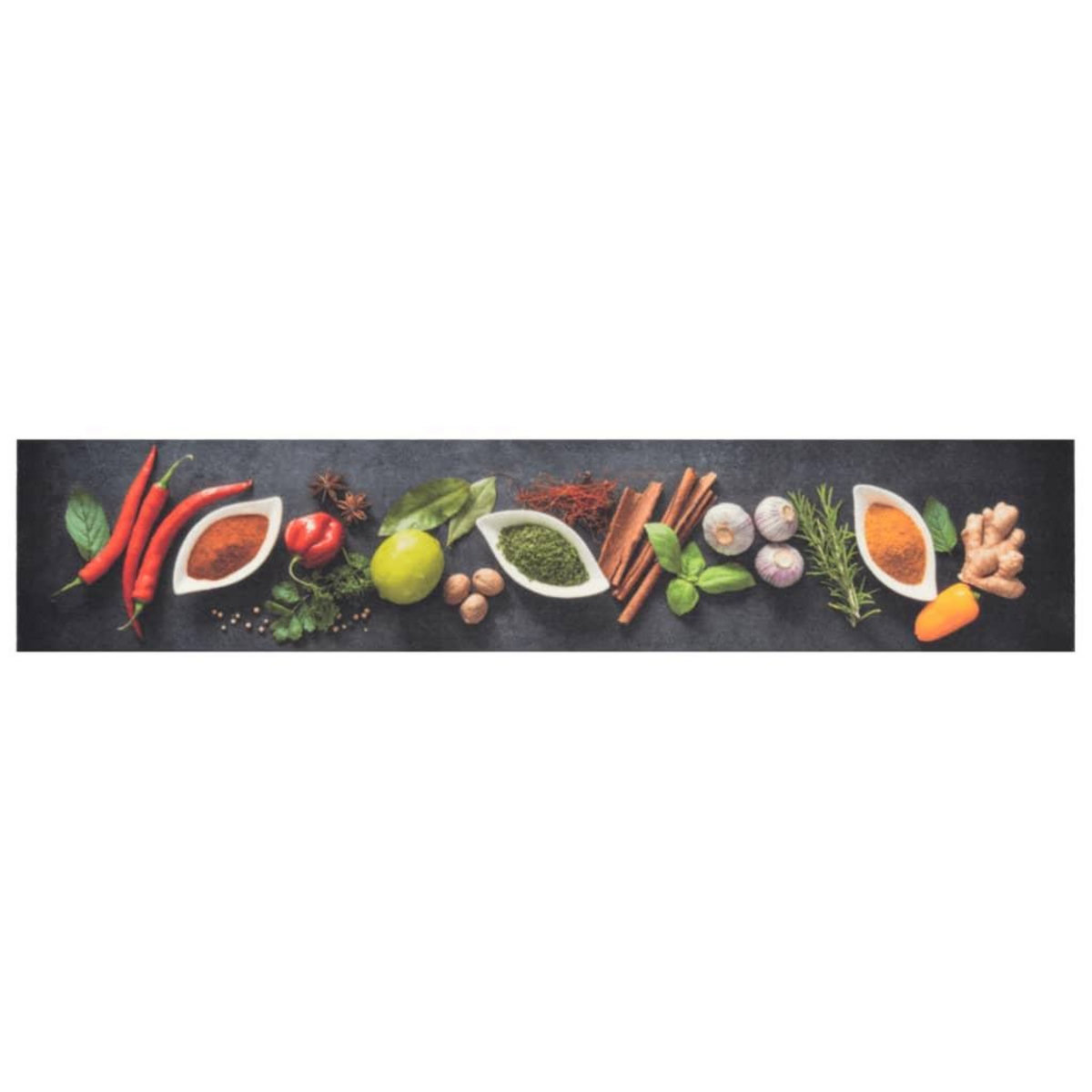 VIDAXL Tapis de cuisine lavable impression d'epices 60x300 cm velours
