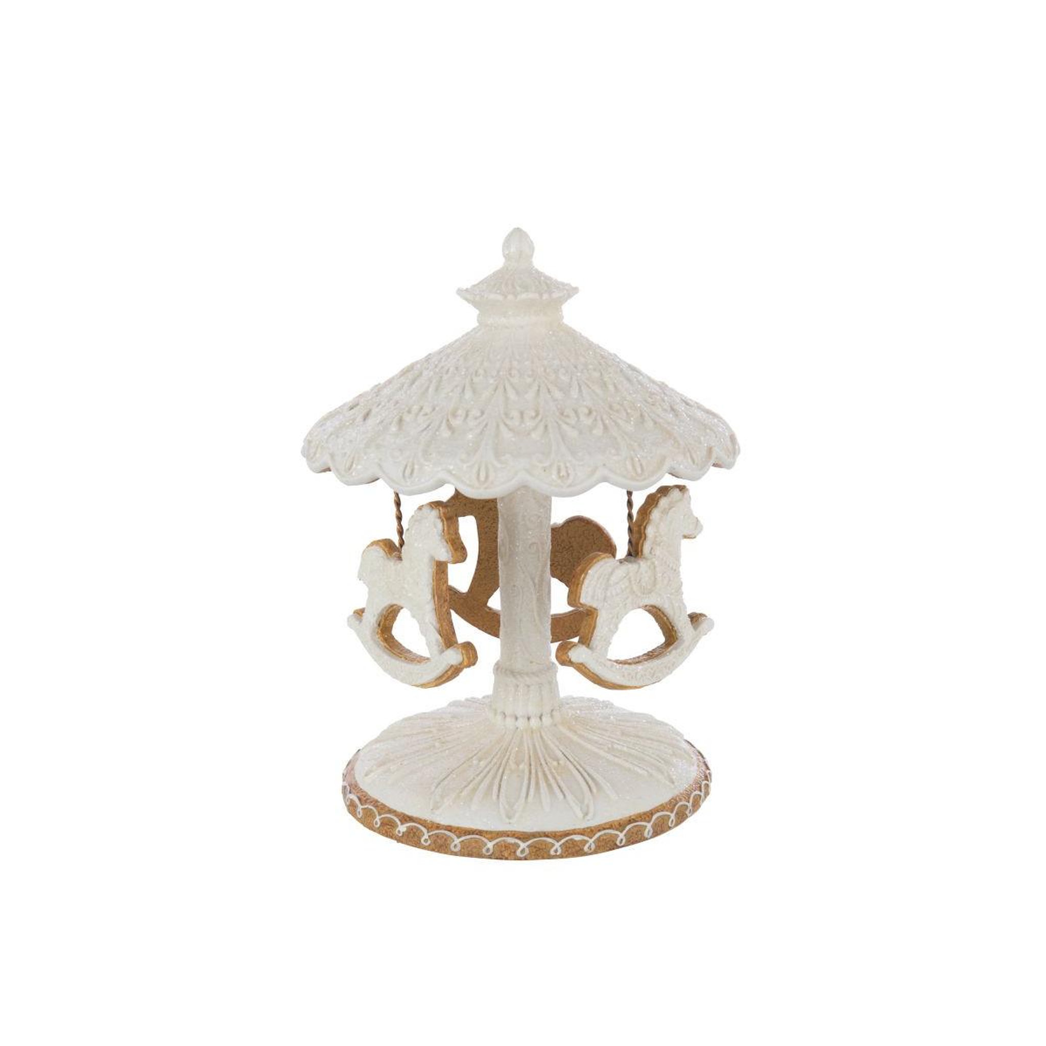 Voir la diapositive 2 : J-LINE Carrousel de chevaux déco  danae  22cm beige