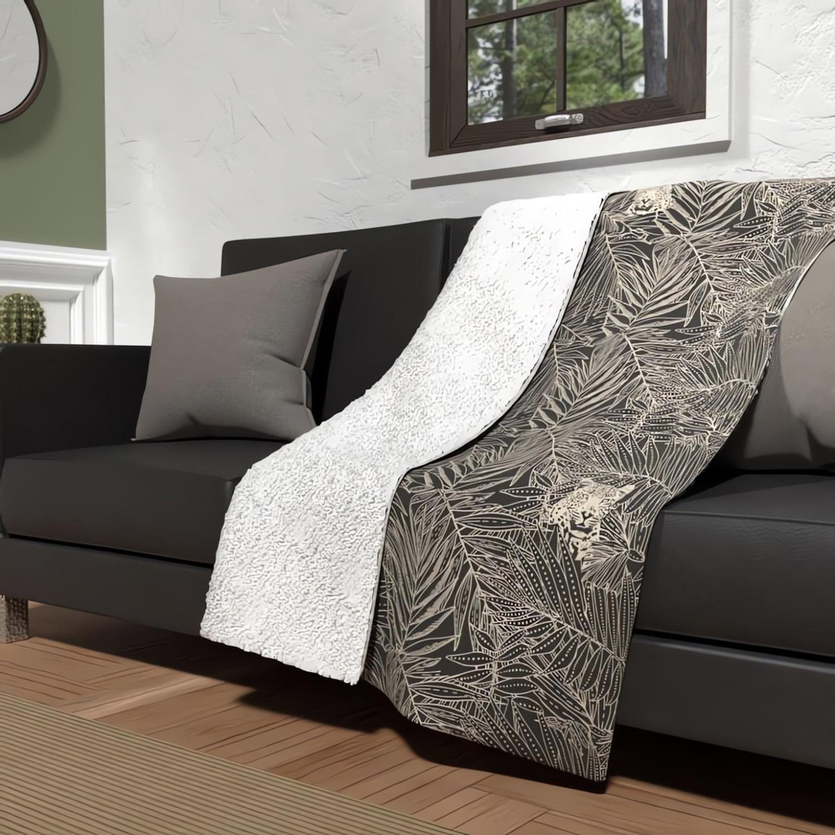 SOLEIL D'OCRE Plaid polaire microfibre doublé sherpa 120X160 cm SAFARI, par Soleil d'ocre