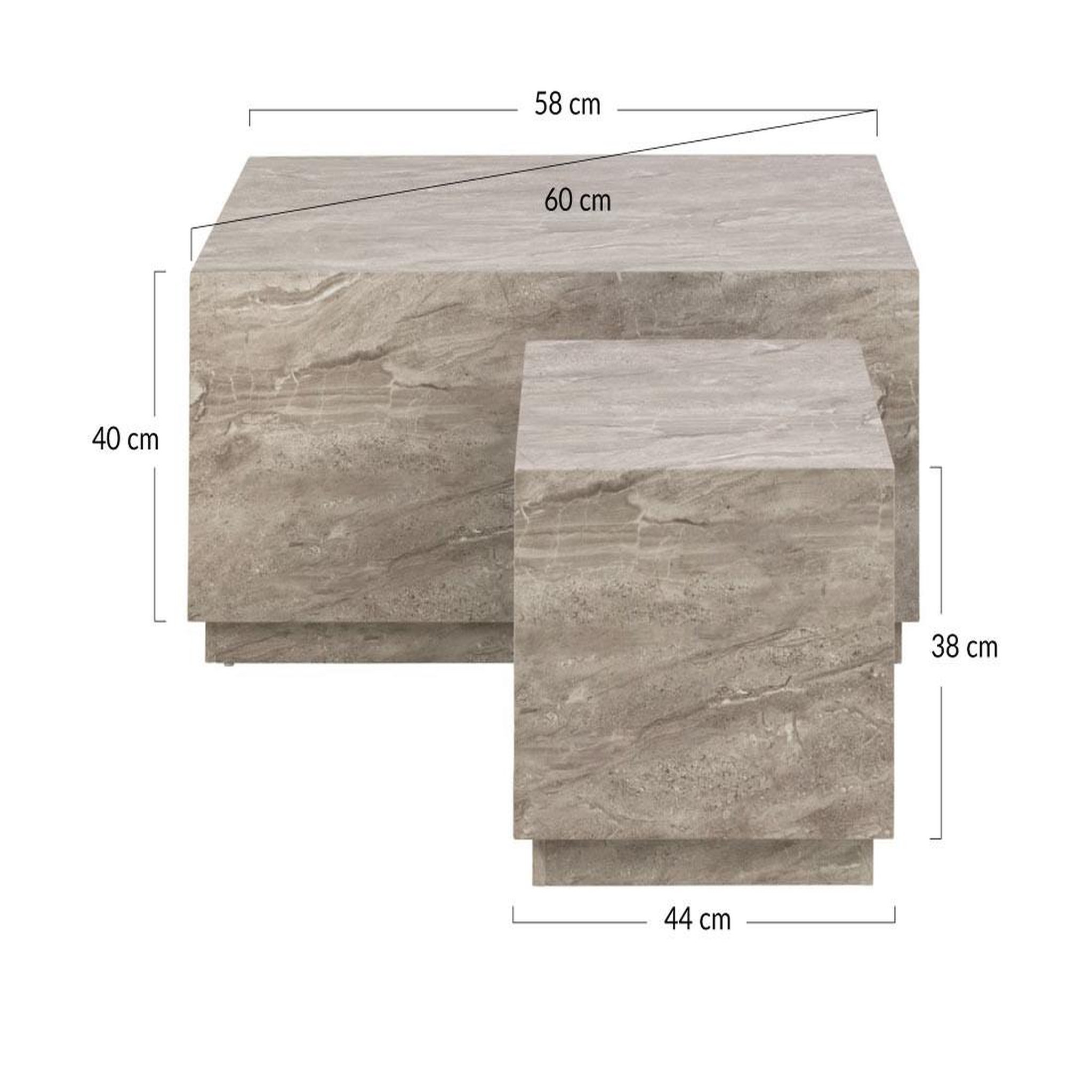 Voir la diapositive 5 : LISA DESIGN Pueblo - lot de 2 tables basses - effet marbre gris - 100 et 44 cm