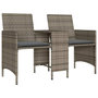 Voir la diapositive 4 : VIDAXL Canape de jardin 2 places avec table et tabourets gris rotin