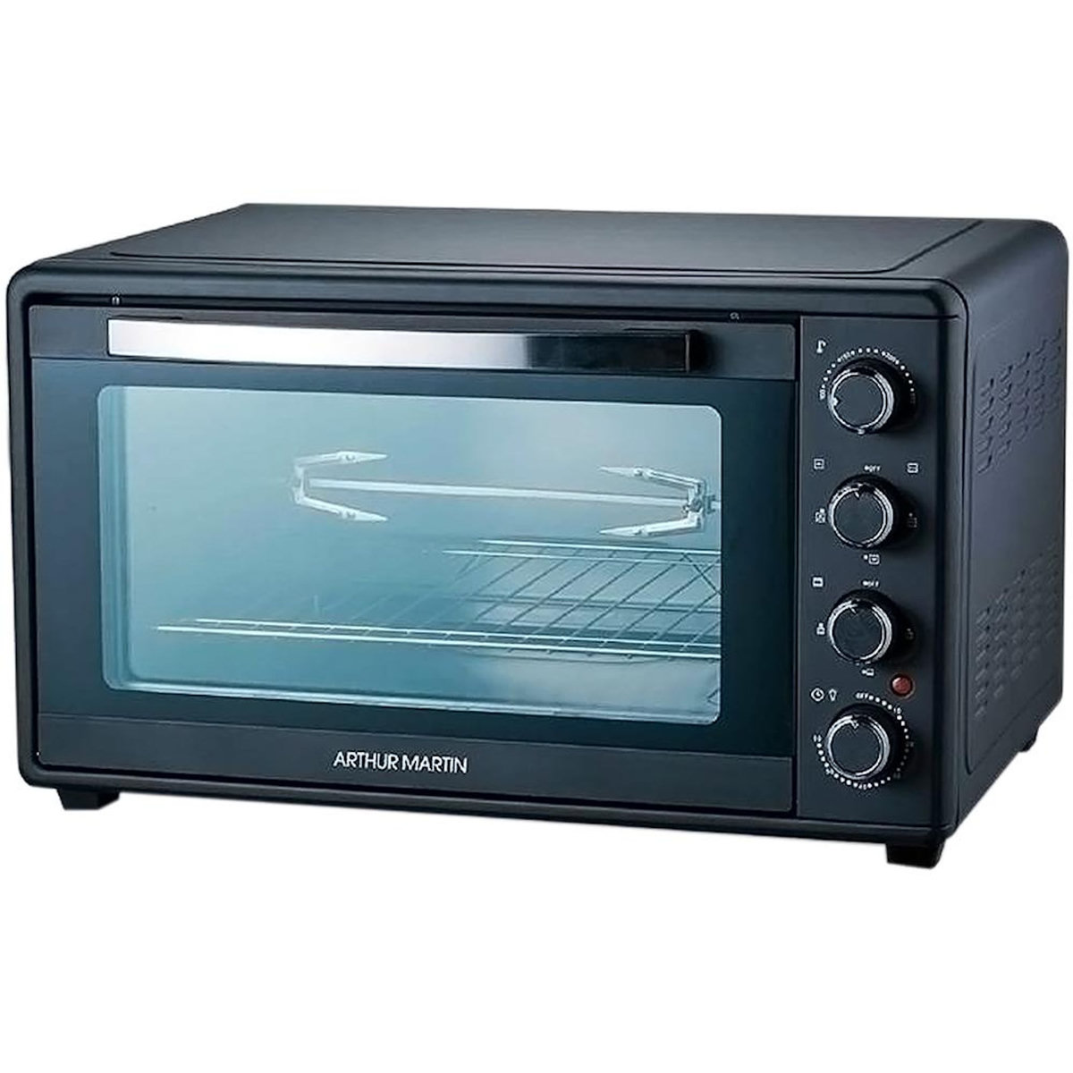 Arthur Martin Four chaleur tournante 45l 2000w noir + tourne-broches - AMP4664