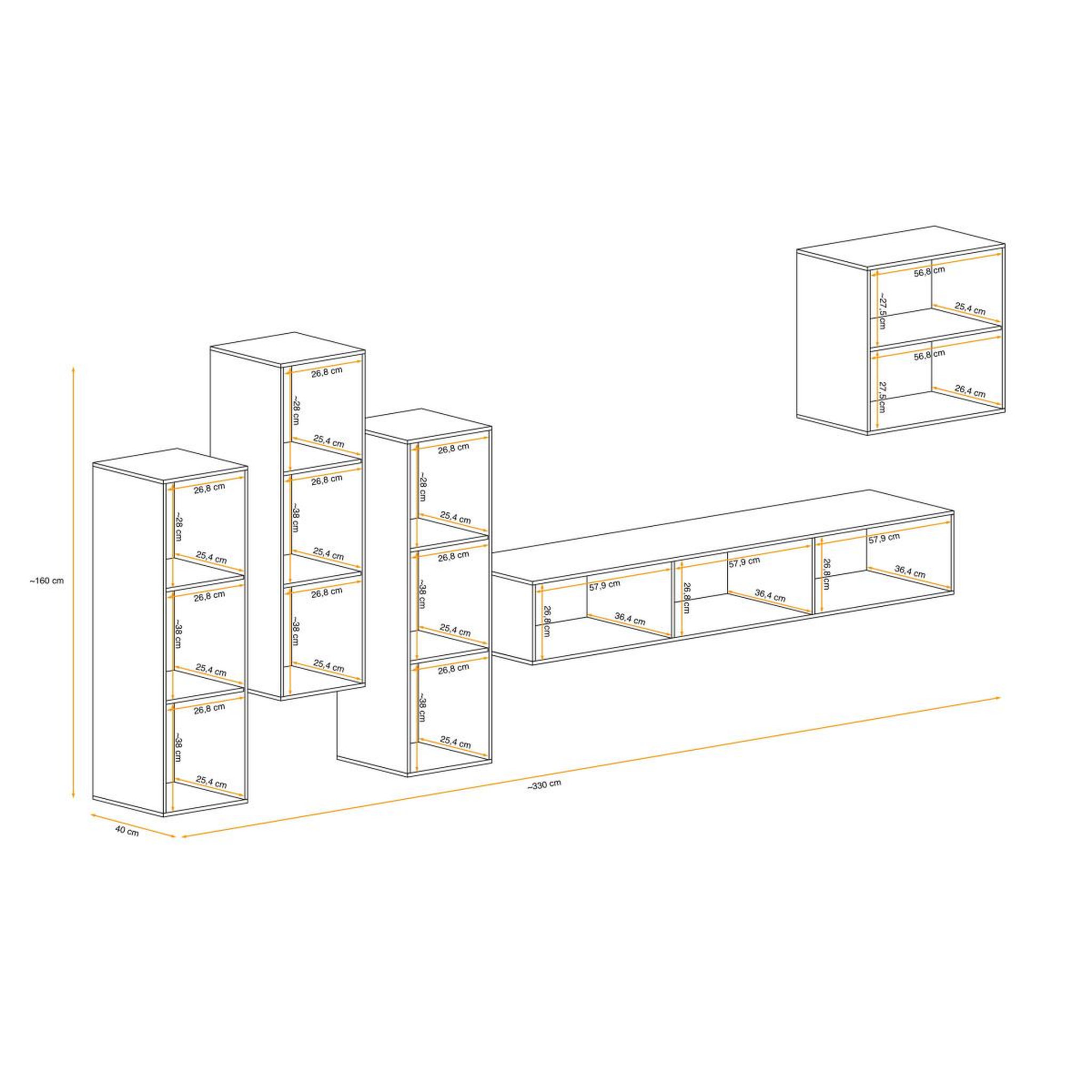 Voir la diapositive 4 : Paris Prix Meuble tv mural design  switch iii  330cm naturel