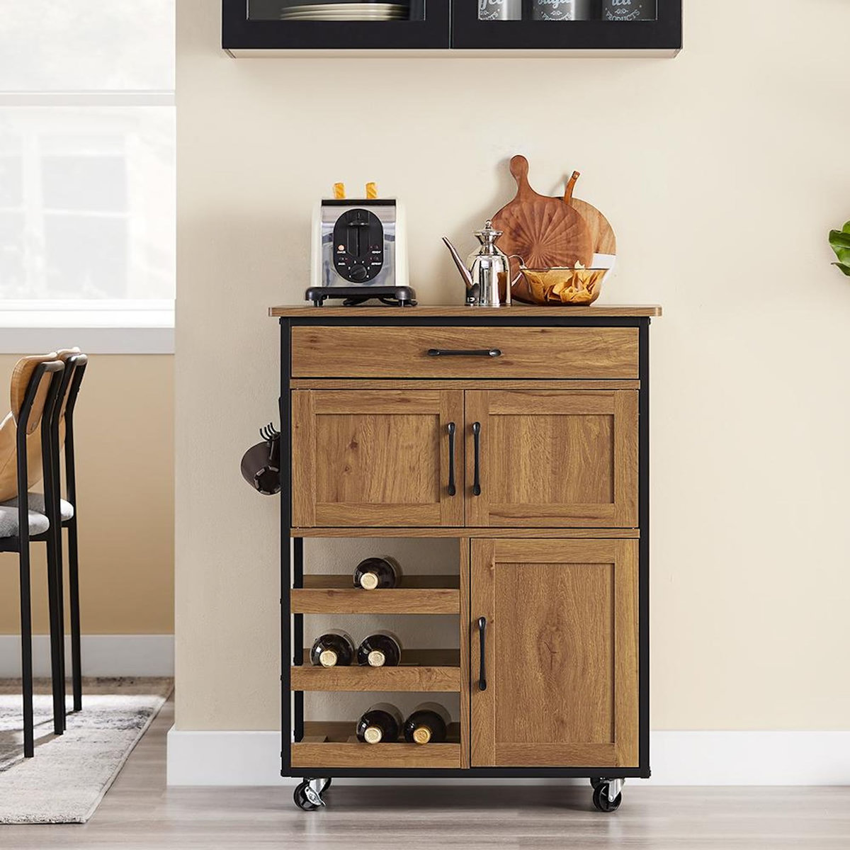 SOBUY SoBuy - Îlot De Cuisine à un tiroir - Brun Clair - 63x34x88cm - Industriel - FKW134-N