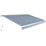VIDAXL Auvent pliable manuel 450 cm Bleu/blanc