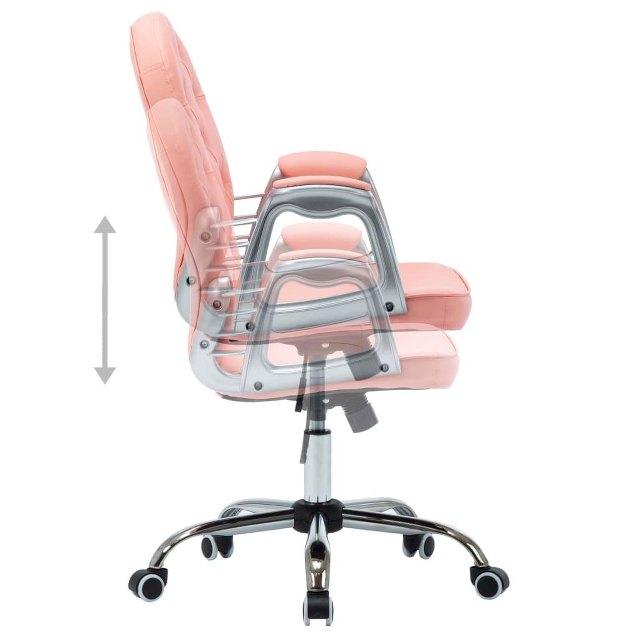 Voir la diapositive 5 : VIDAXL Chaise de bureau pivotante Rose Similicuir