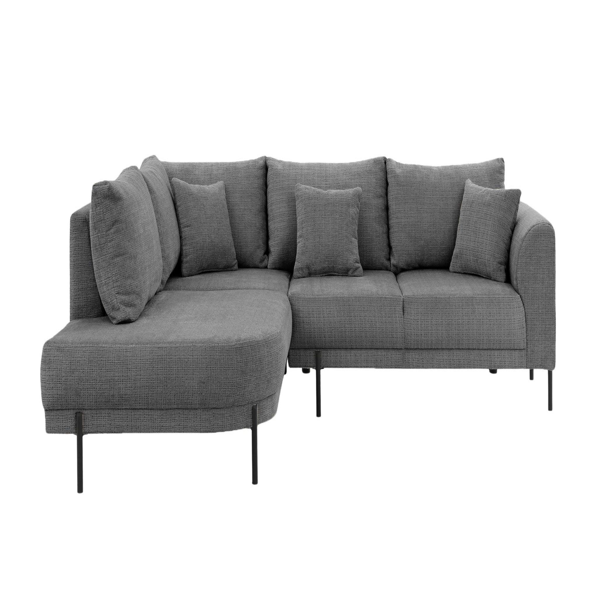Voir la diapositive 1 : CASANOVA PARIS Bianca - canapé d'angle tissu chenille 4 places
