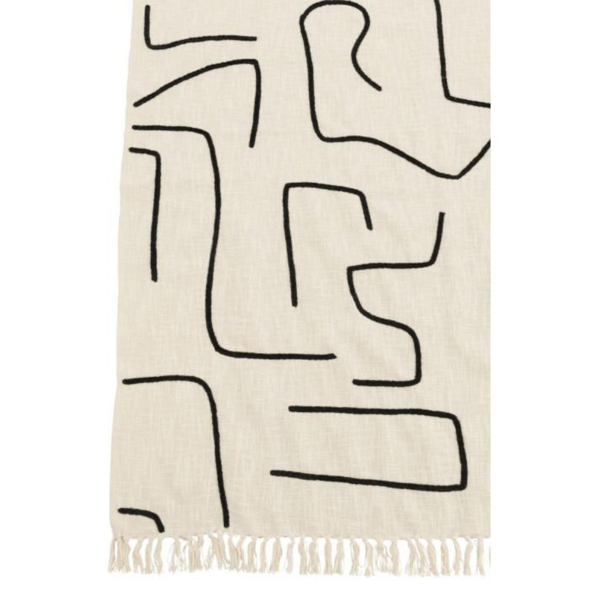 Paris Prix Plaid en Coton  Courbes  130x180cm Blanc