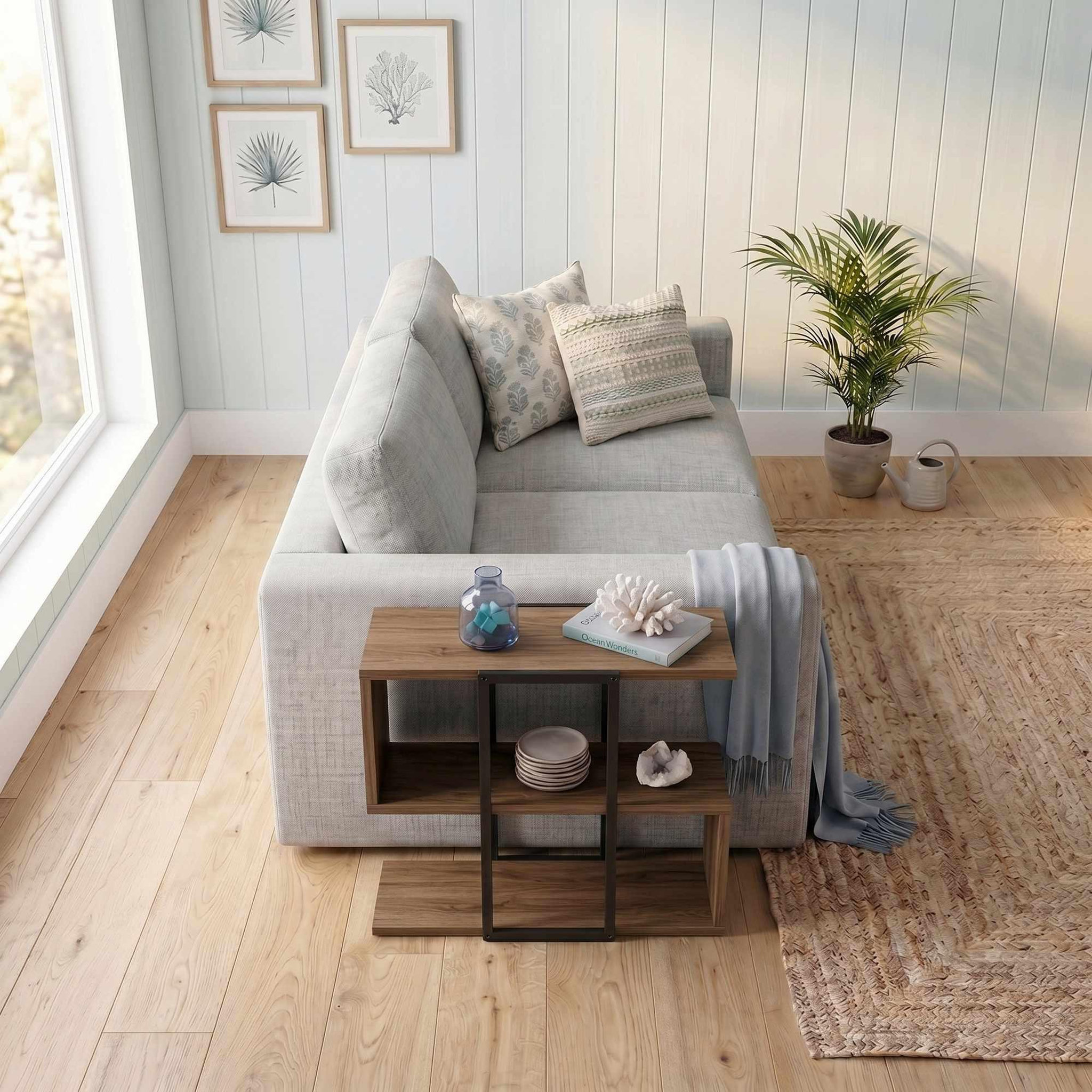 Voir la diapositive 4 : Habitat et Jardin Table d'Appoint en bois   HOMIA   - 56 x 56,5 x 25 cm - Oud Foncé