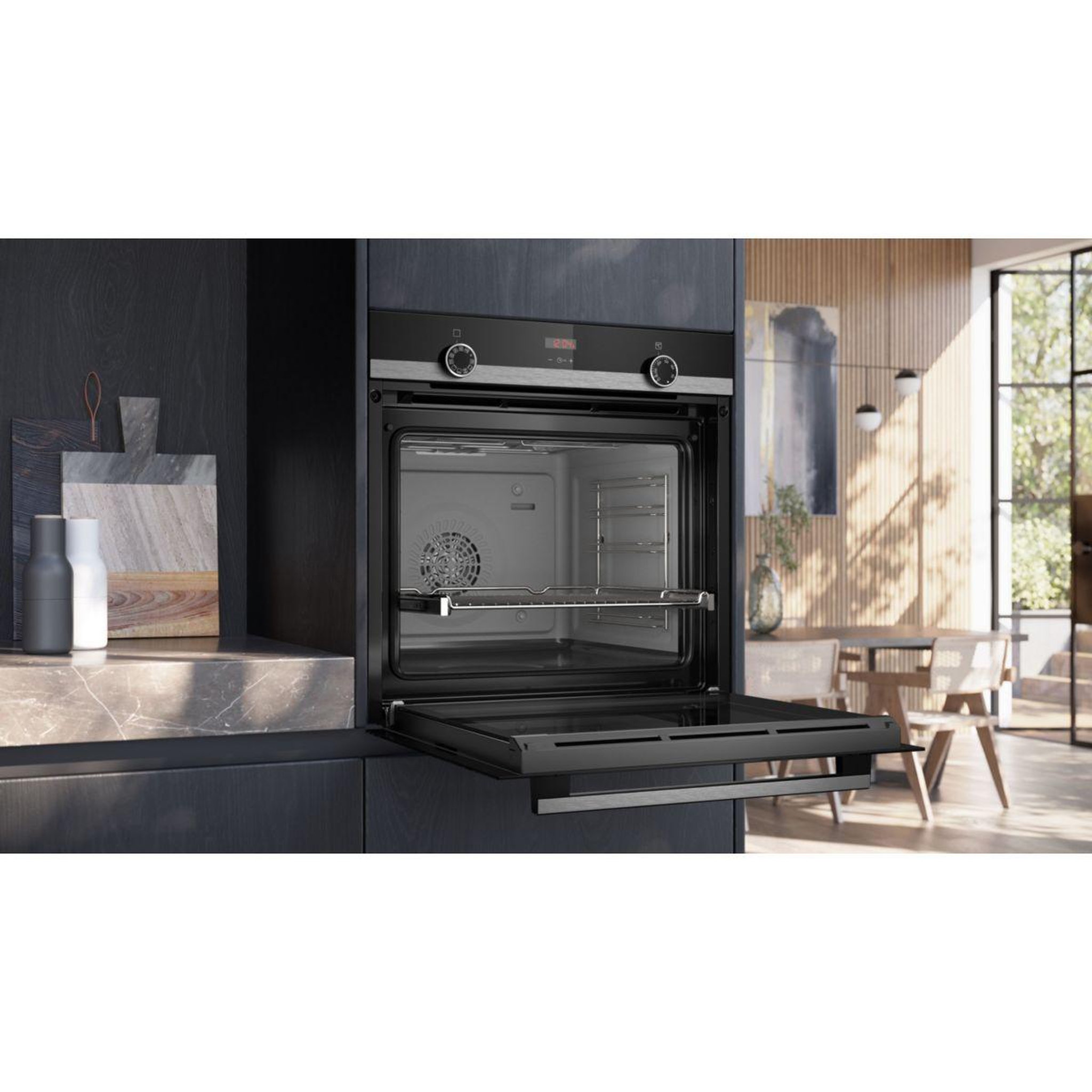 Voir la diapositive 2 : Siemens Four encastrable hb554aer3f iq300 - catalyse ecoclean, chaleur tournante 3d, rails télescopiques