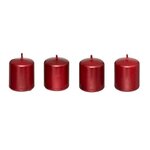 ATMOSPHERA Lot de 4 Bougies Déco  Satin  4cm Rouge