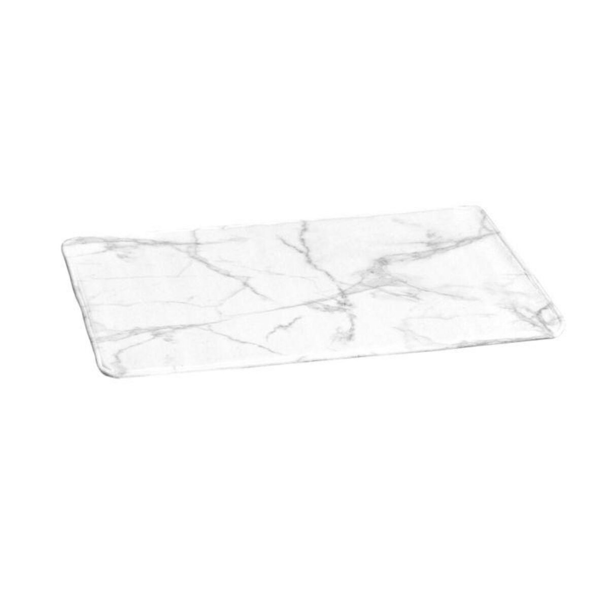 Paris Prix Tapis de Bain Microfibre  Effet Marbre  45x75cm Blanc